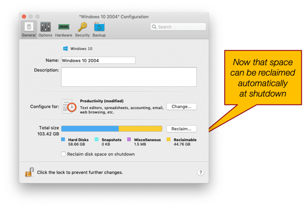 Reclaim space Parallels Desktop